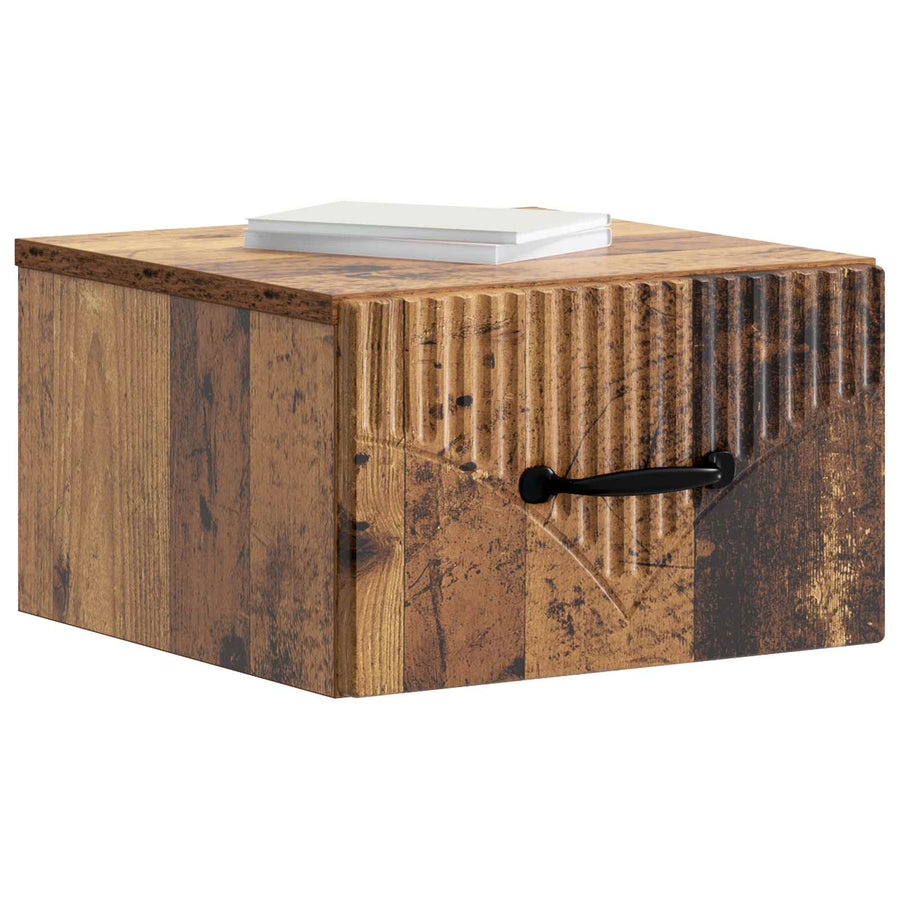 Wandbeugel Bedkast met lade 2 pcs Oud hout 34,5 x 33 x 20 cm