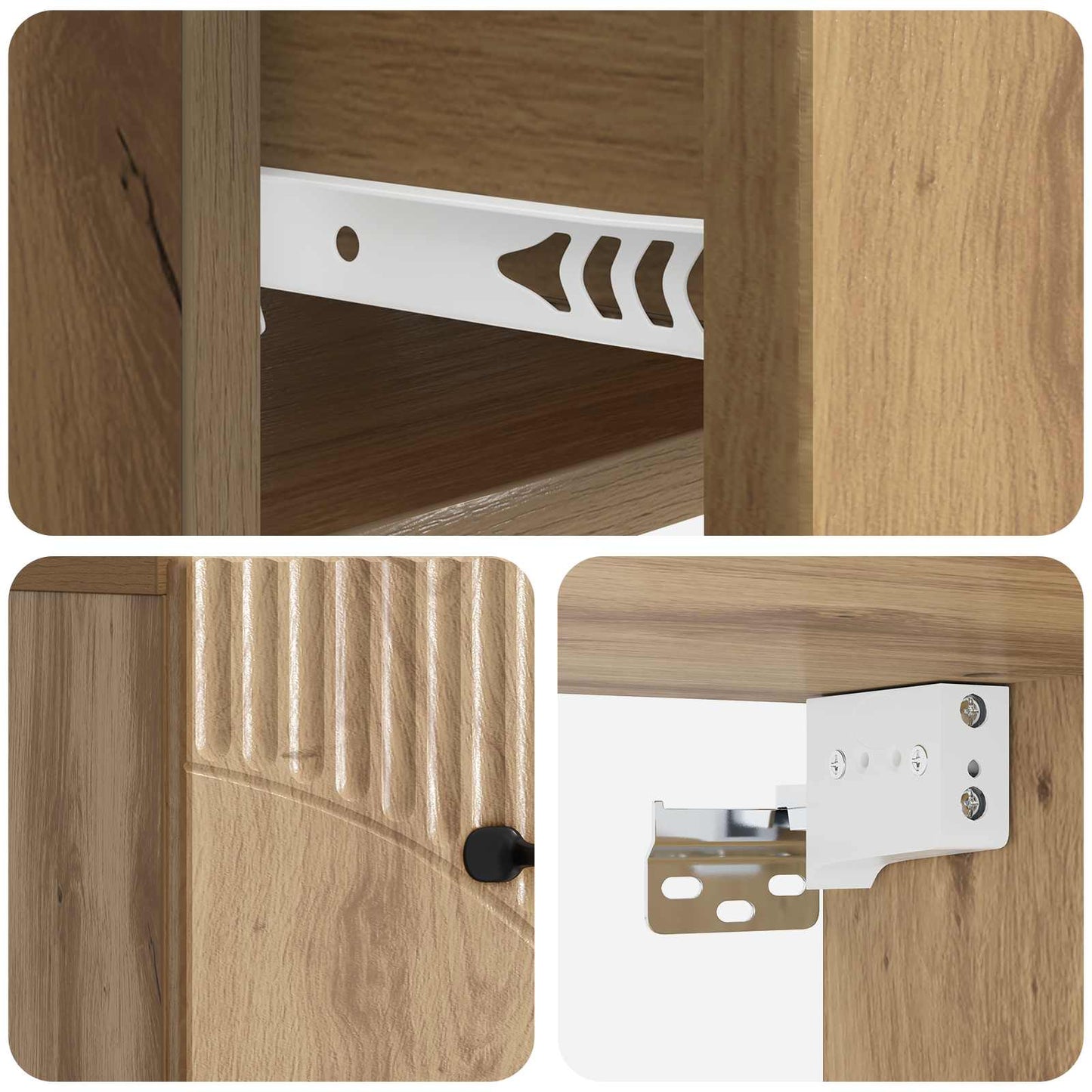 Wandbeugel Bedkast met lade Artisanaal eiken 34,5 x 33 x 20 cm