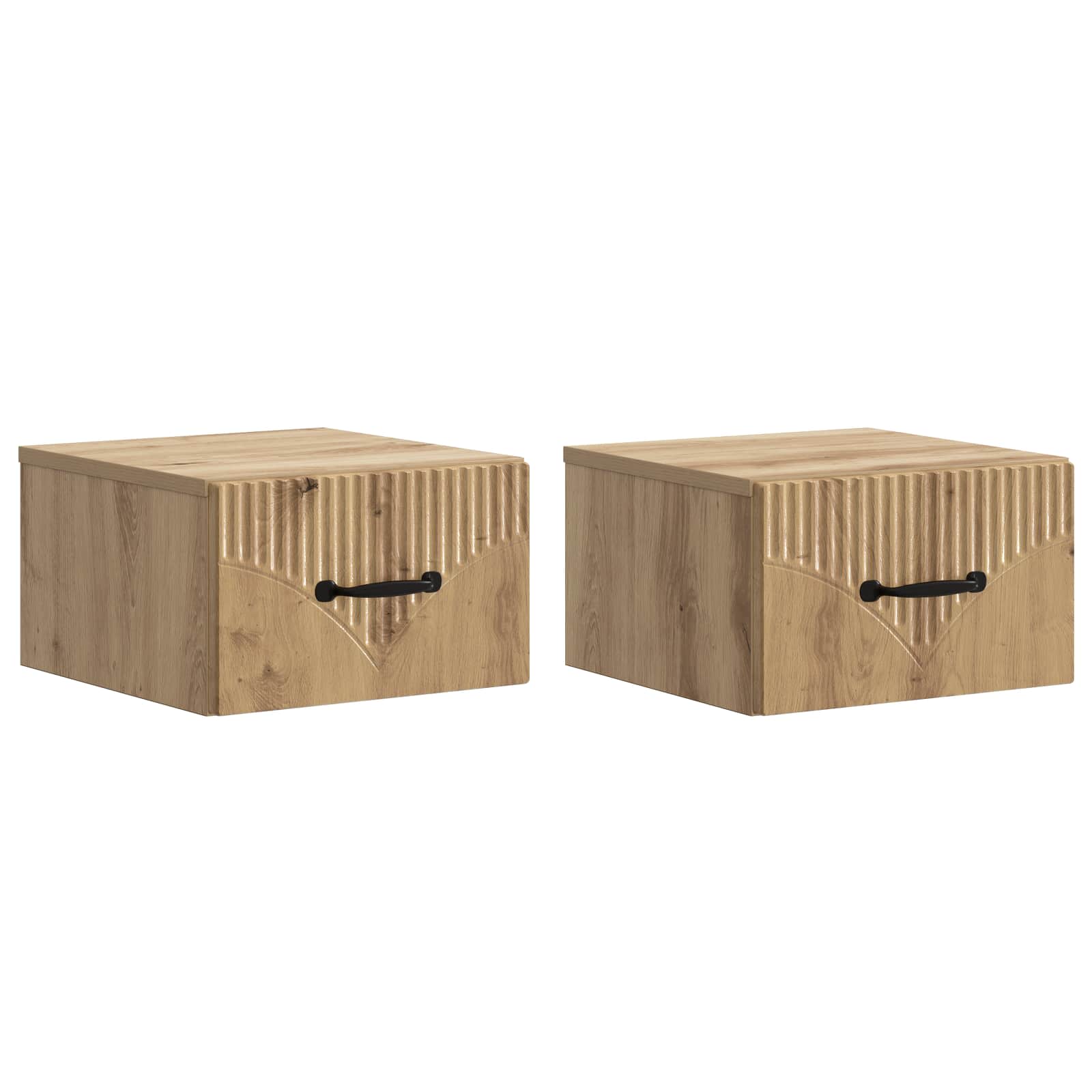 Wandbeugel Bedkast 2 pcs Artisanaal eiken 34,5 x 33 x 20 cm