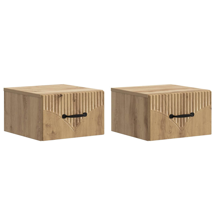 Wandbeugel Bedkast 2 pcs Artisanaal eiken 34,5 x 33 x 20 cm