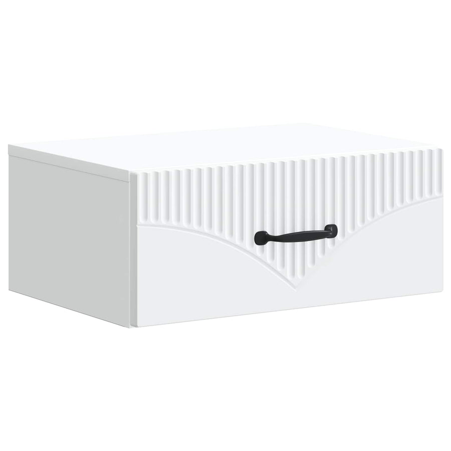 Wandbeugel Bedkast met lade Wit 49 x 34,5 x 20 cm Bewerkt hout