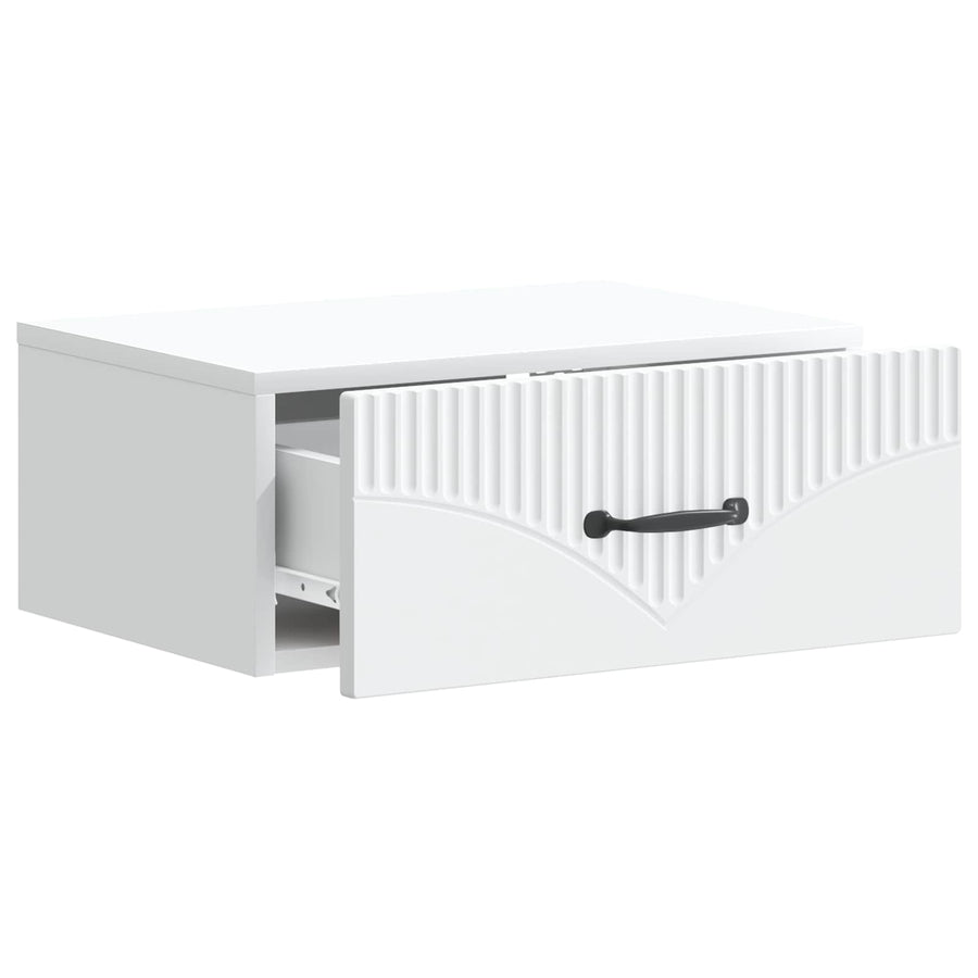Wandbeugel Bedkast met lade Wit 49 x 34,5 x 20 cm Bewerkt hout