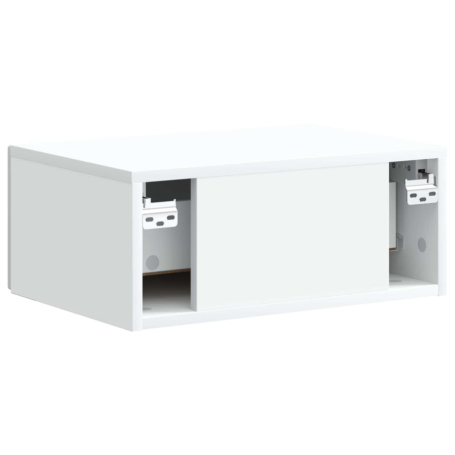 Wandbeugel Bedkast met lade Wit 49 x 34,5 x 20 cm Bewerkt hout