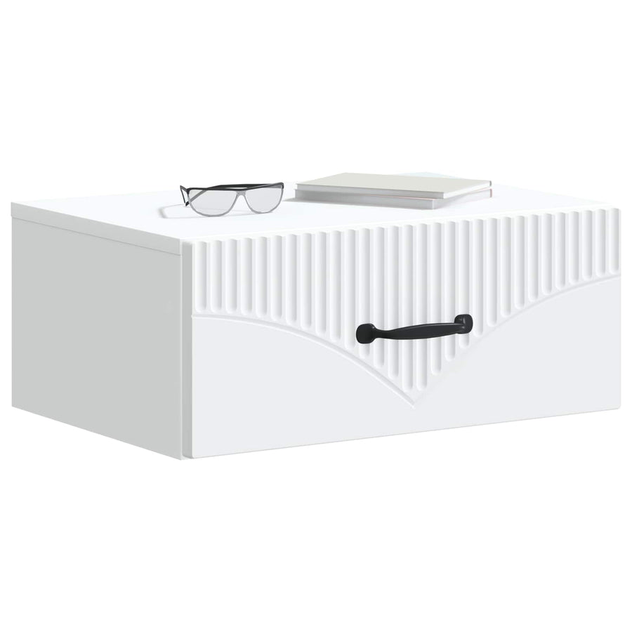Wandbeugel Bedkast met lade Wit 49 x 34,5 x 20 cm Bewerkt hout
