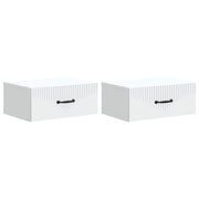 Nachtkastje 2 stuks wit 49x34,5x20 cm bewerkt hout muurmontage