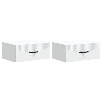 Wandbeugel Bedkast 2 pcs Wit 49 x 34,5 x 20 cm Bewerkt hout