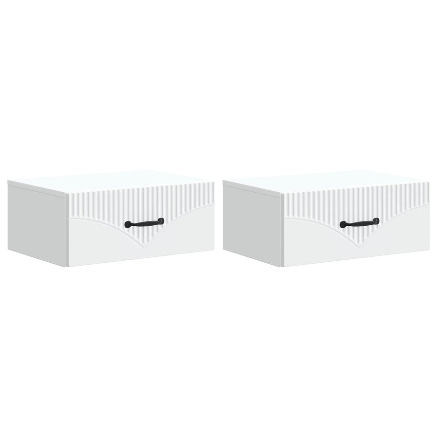 Wandbeugel Bedkast 2 pcs Wit 49 x 34,5 x 20 cm Bewerkt hout