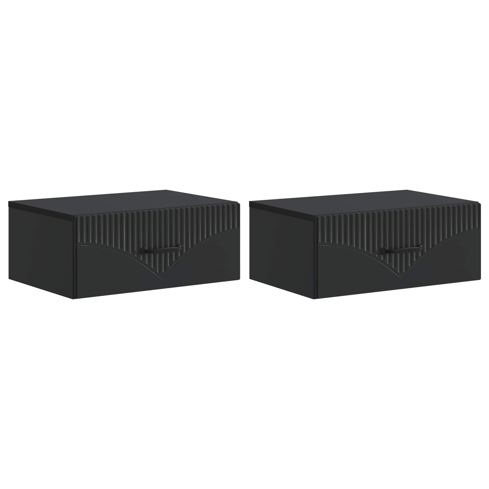 Wandbeugel Bedkast 2 pcs Zwart 49 x 34,5 x 20 cm Bewerkt hout