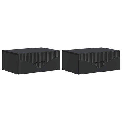 Wandbeugel Bedkast 2 pcs Zwart 49 x 34,5 x 20 cm Bewerkt hout