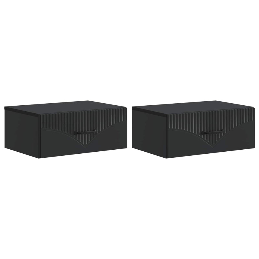 Wandbeugel Bedkast 2 pcs Zwart 49 x 34,5 x 20 cm Bewerkt hout