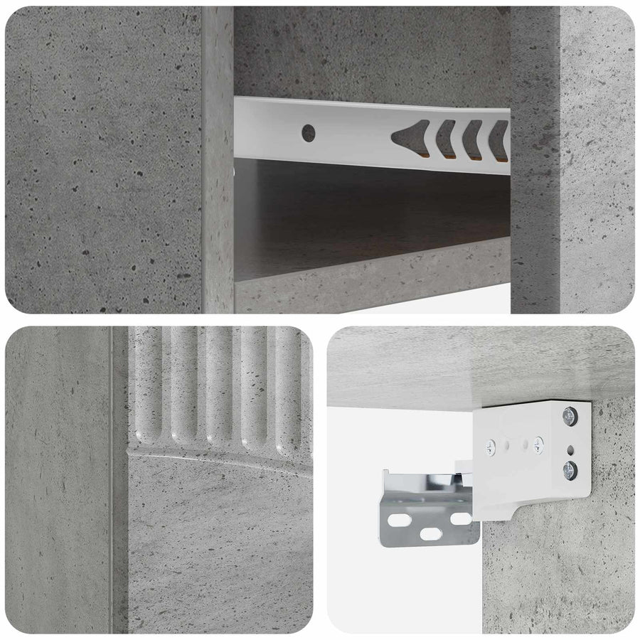 Wandbeugel Bedkast Betongrijs 49 x 34,5 x 20 cm Bewerkt hout