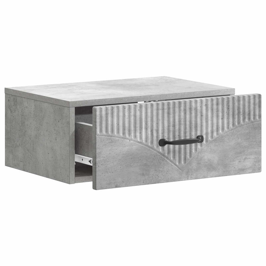 Wandbeugel Bedkast Betongrijs 49 x 34,5 x 20 cm Bewerkt hout