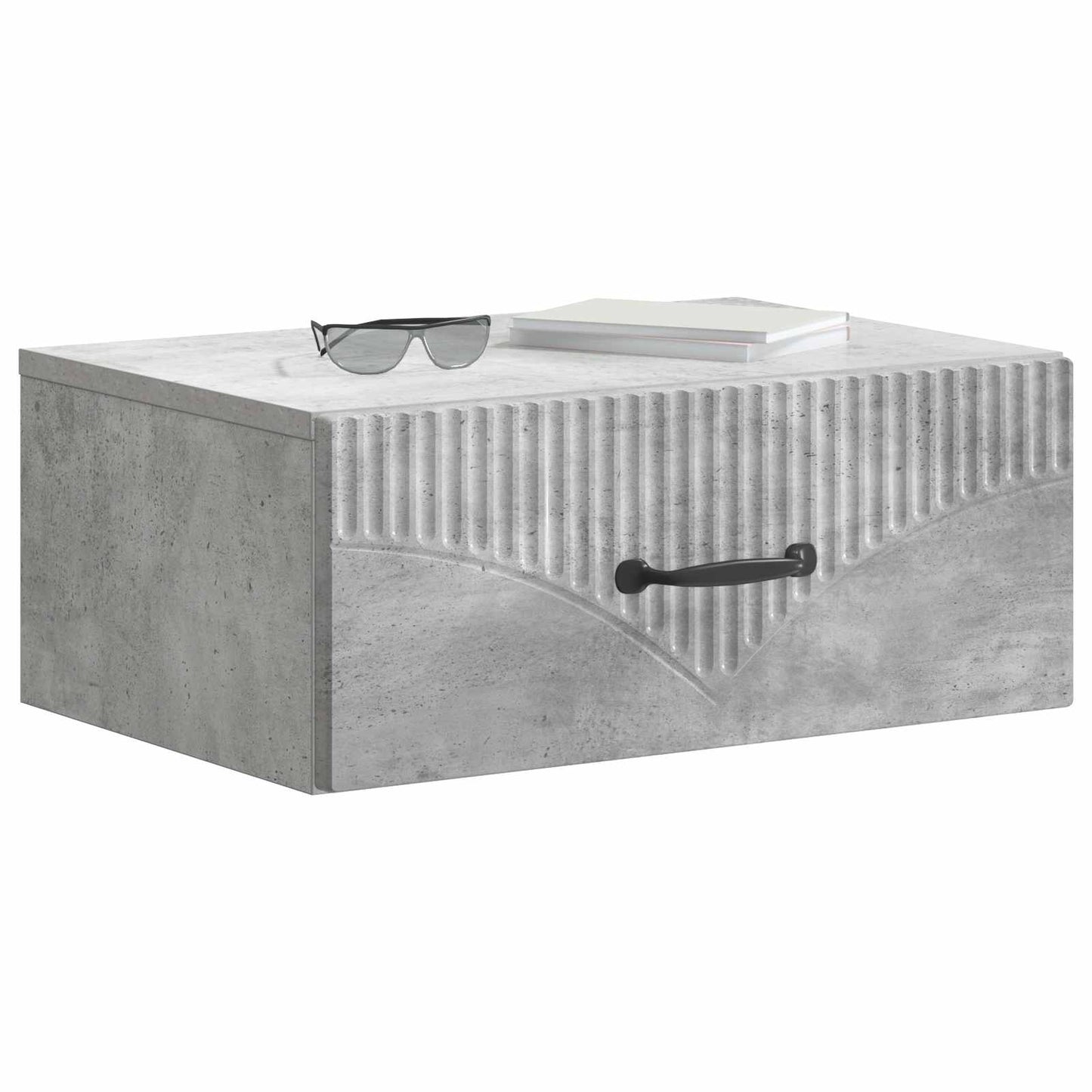 Wandbeugel Bedkast Betongrijs 49 x 34,5 x 20 cm Bewerkt hout