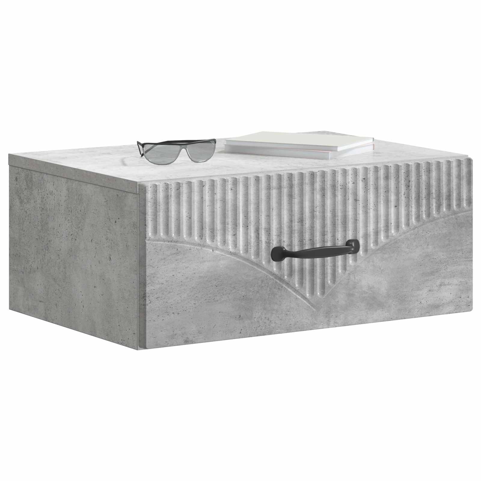 Wandbeugel Bedkast Betongrijs 49 x 34,5 x 20 cm Bewerkt hout