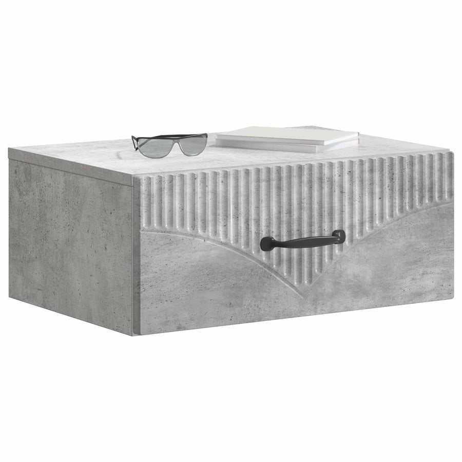 Wandbeugel Bedkast Betongrijs 49 x 34,5 x 20 cm Bewerkt hout