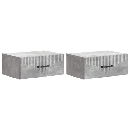 Wandbeugel Bedkast met lade 2 pcs Betongrijs 49 x 34,5 x 20 cm
