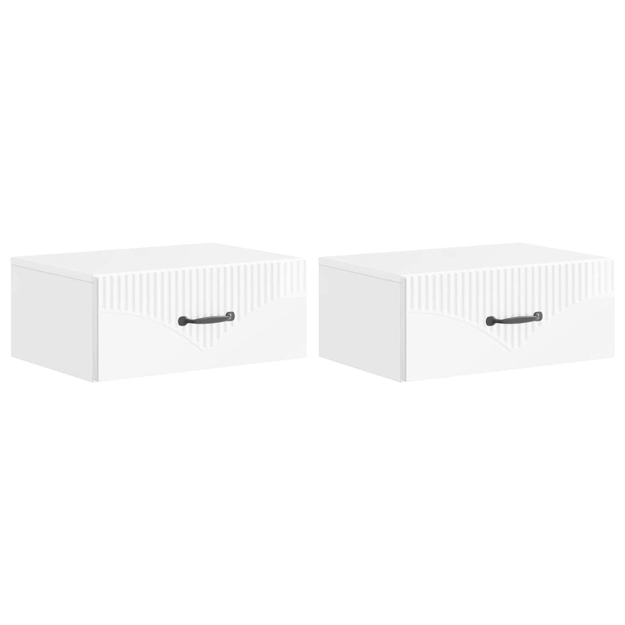 Wandbeugel Bedkast 2 pcs Hoogglans Wit 49 x 34,5 x 20 cm