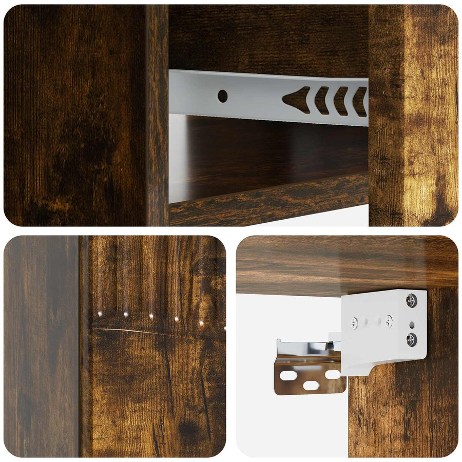 Wandbeugel Bedkast Gerookt eiken 49 x 34,5 x 20 cm Bewerkt hout