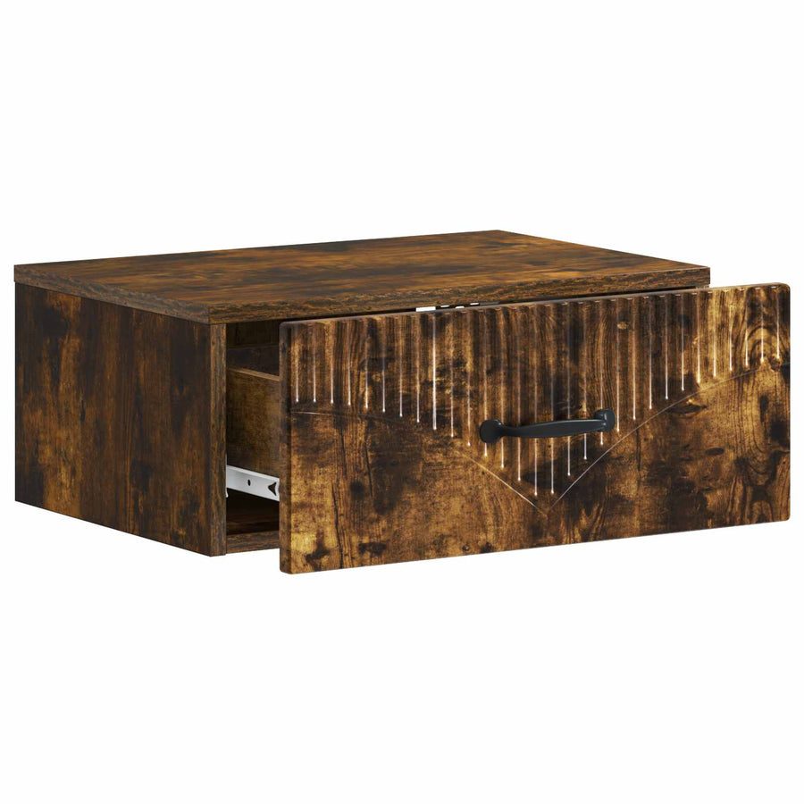Wandbeugel Bedkast Gerookt eiken 49 x 34,5 x 20 cm Bewerkt hout