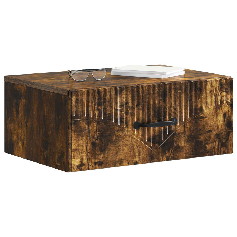 Wandbeugel Bedkast Gerookt eiken 49 x 34,5 x 20 cm Bewerkt hout