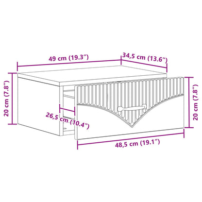 Wandbeugel Bedkast Gerookt eiken 49 x 34,5 x 20 cm Bewerkt hout