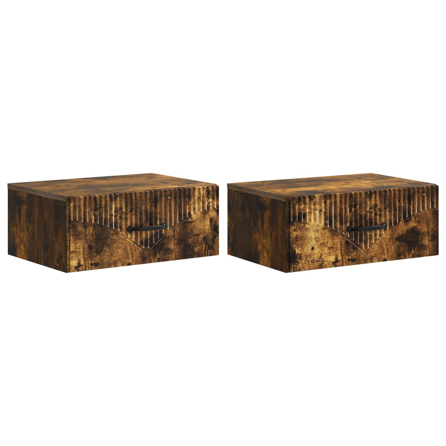 Wandbeugel Bedkast 2 pcs Gerookt eiken 49 x 34,5 x 20 cm