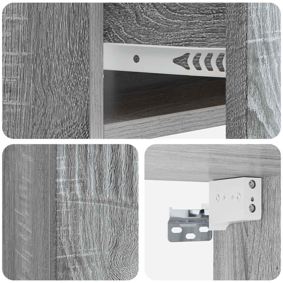 Wandbeugel Bedkast 2 pcs Grijs sonoma 49 x 34,5 x 20 cm