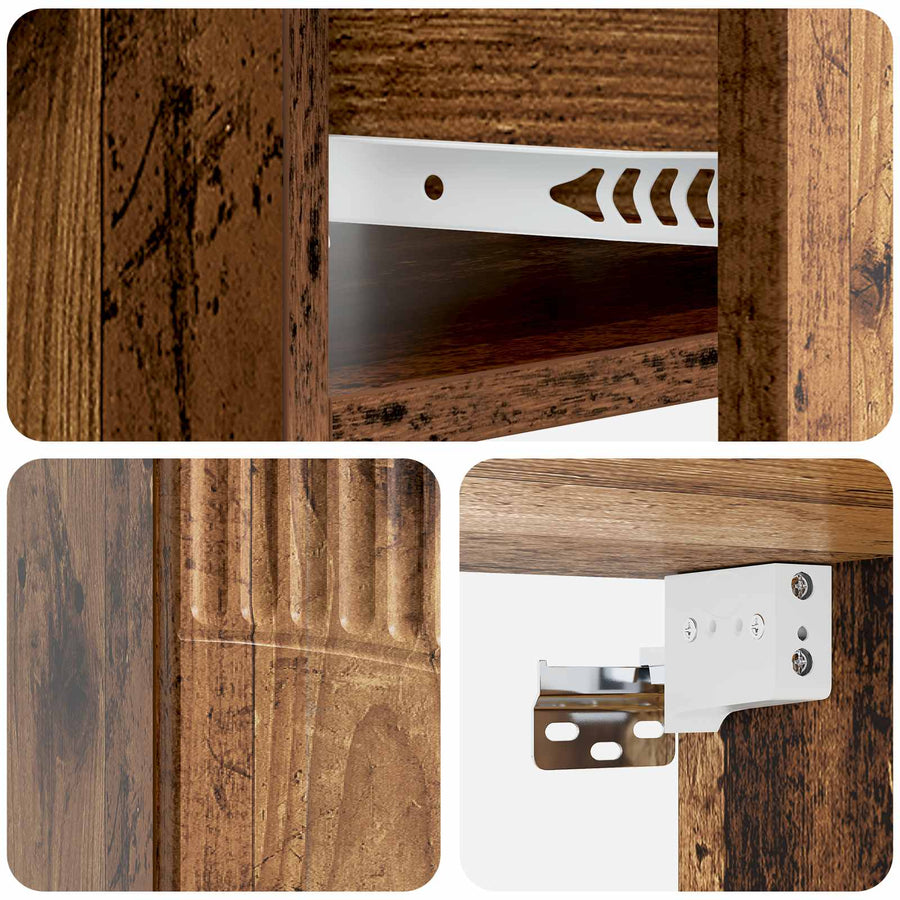Wandbeugel Bedkast Oud hout 49 x 34,5 x 20 cm Bewerkt hout