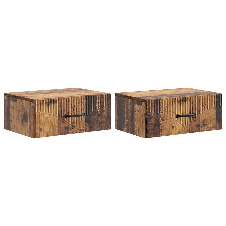 Wandbeugel Bedkast met lade 2 pcs Oud hout 49 x 34,5 x 20 cm