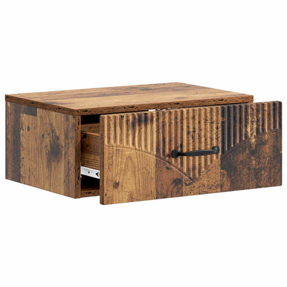 Wandbeugel Bedkast met lade 2 pcs Oud hout 49 x 34,5 x 20 cm