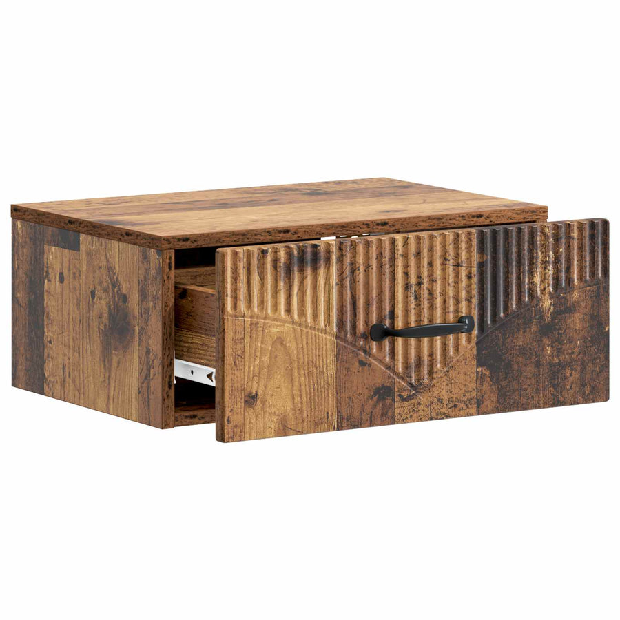 Wandbeugel Bedkast met lade 2 pcs Oud hout 49 x 34,5 x 20 cm