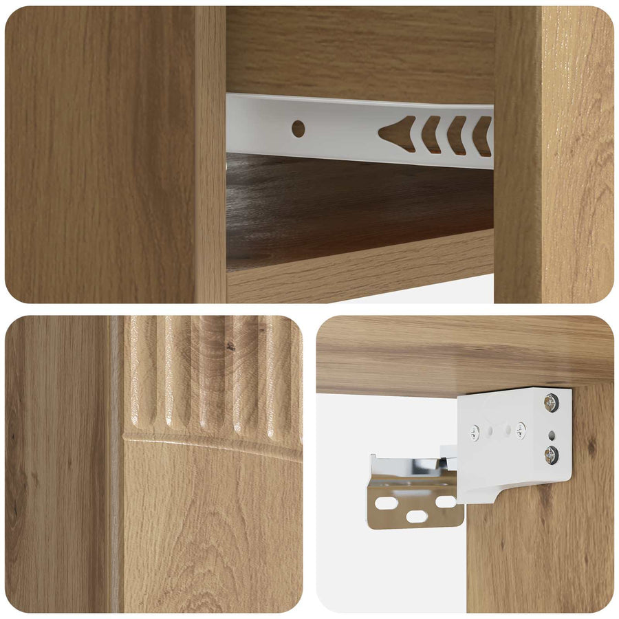 Wandbeugel Bedkast met lade Artisanaal eiken 49 x 34,5 x 20 cm