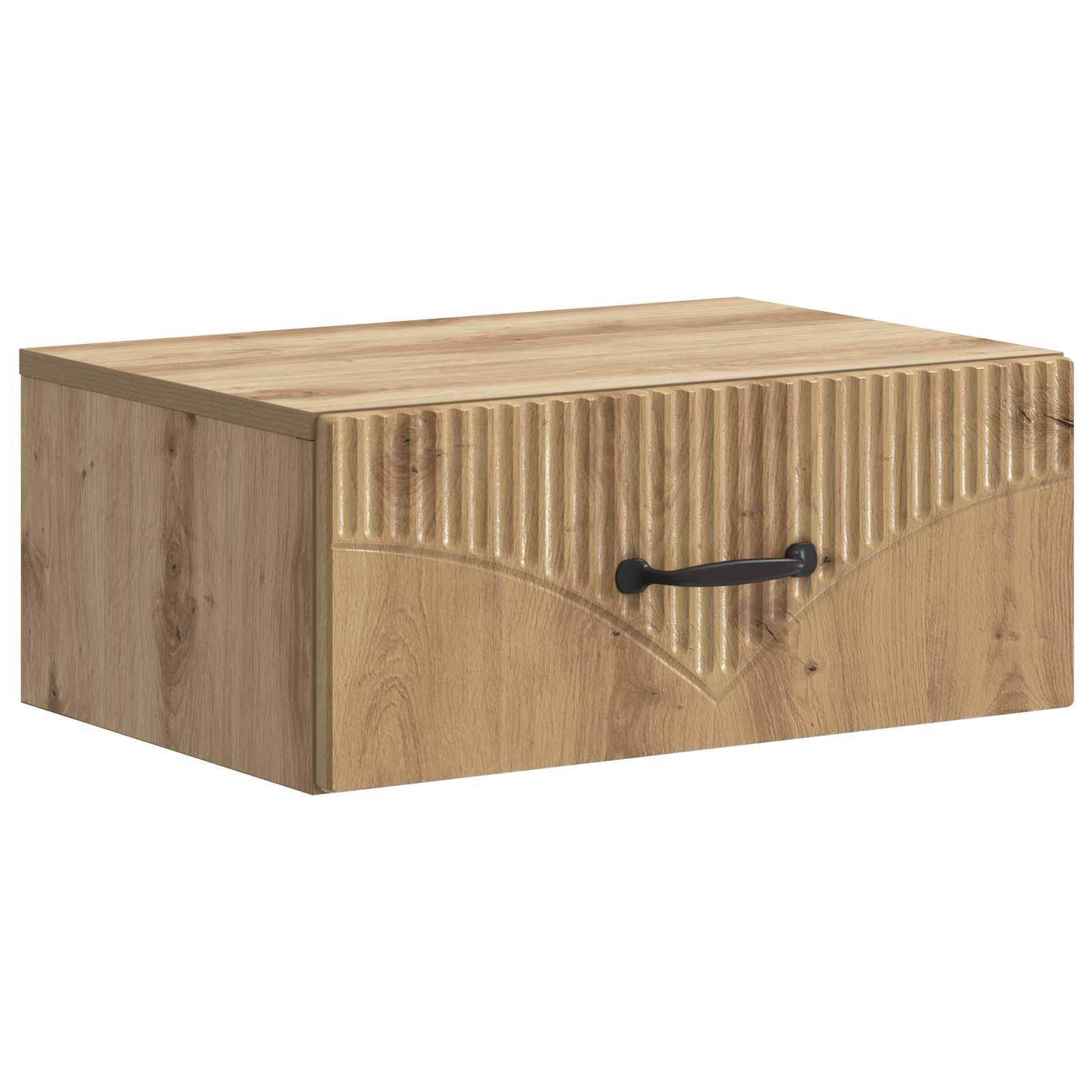 Wandbeugel Bedkast met lade Artisanaal eiken 49 x 34,5 x 20 cm