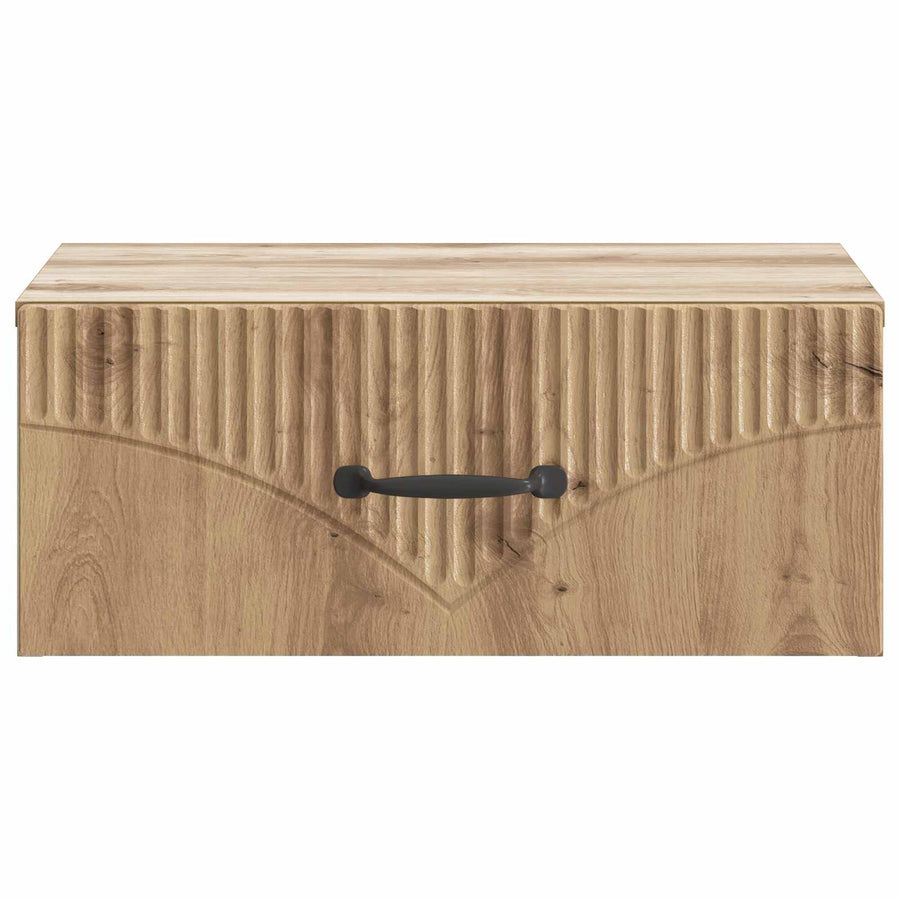 Wandbeugel Bedkast met lade Artisanaal eiken 49 x 34,5 x 20 cm