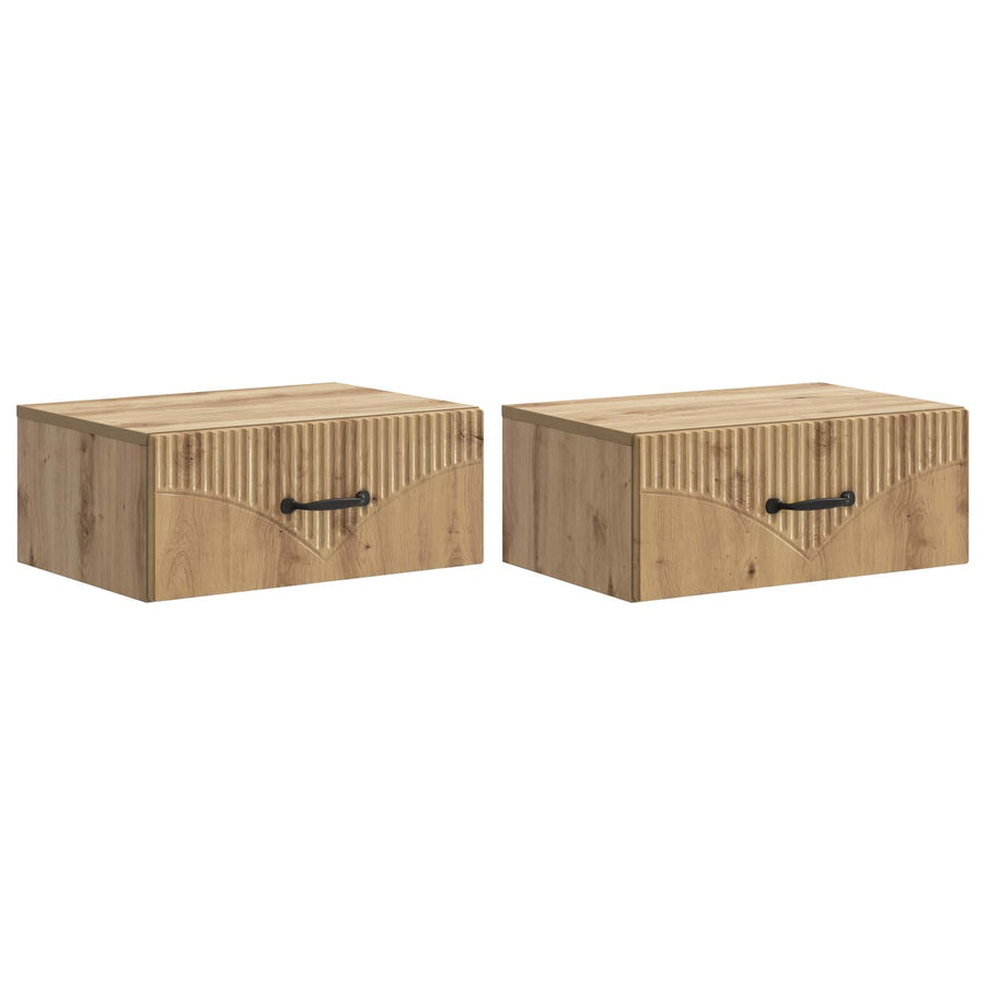 Wandbeugel Bedkast 2 pcs Artisanaal eiken 49 x 34,5 x 20 cm
