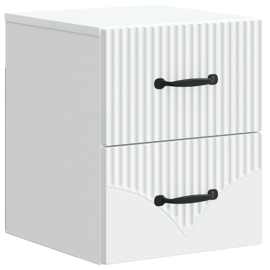 Wandbeugel Bedkast met lade Wit 34,5 x 33 x 40 cm Bewerkt hout