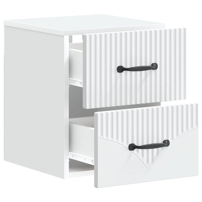 Wandbeugel Bedkast met lade Wit 34,5 x 33 x 40 cm Bewerkt hout