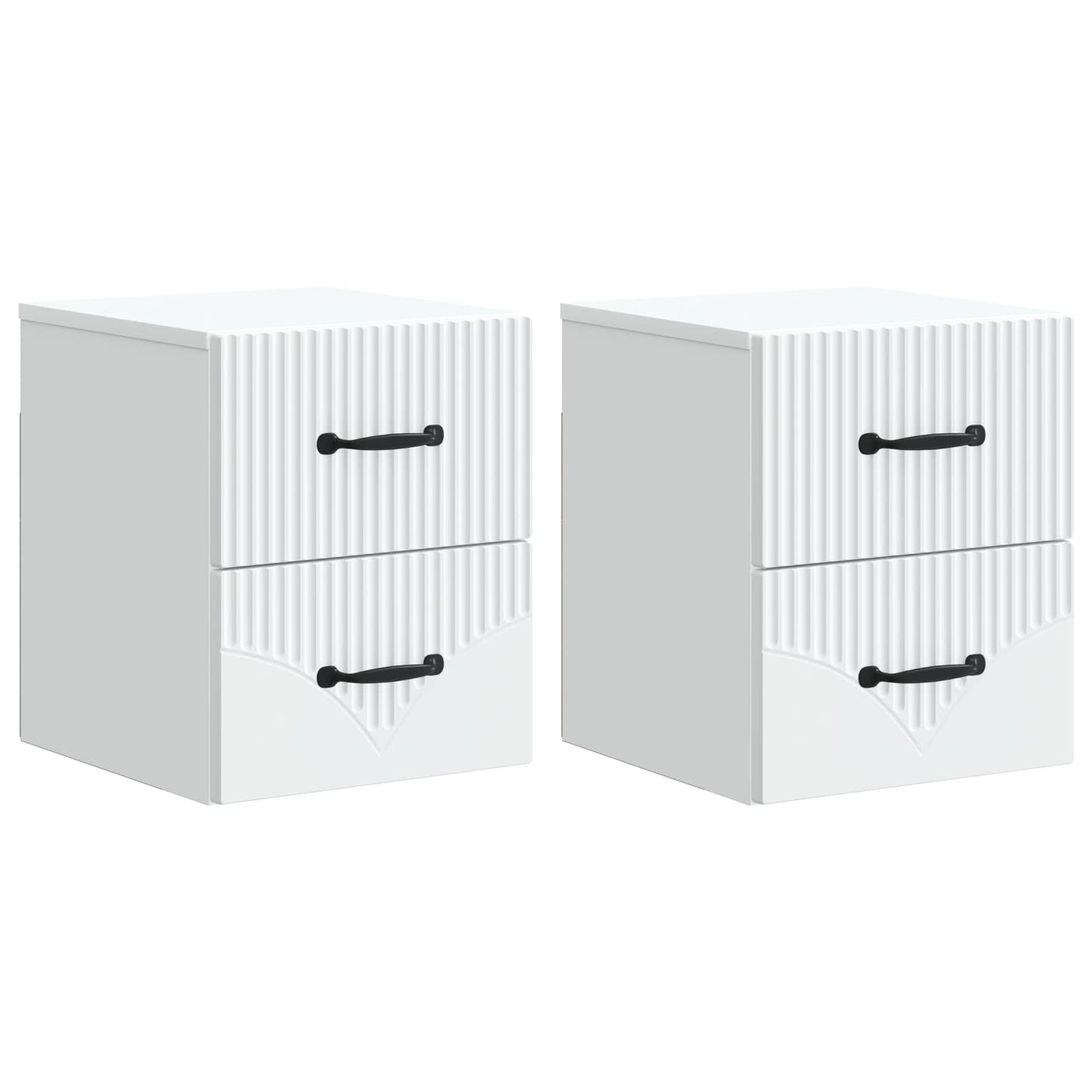 Wandbeugel Bedkast 2 pcs Wit 34,5 x 33 x 40 cm Bewerkt hout