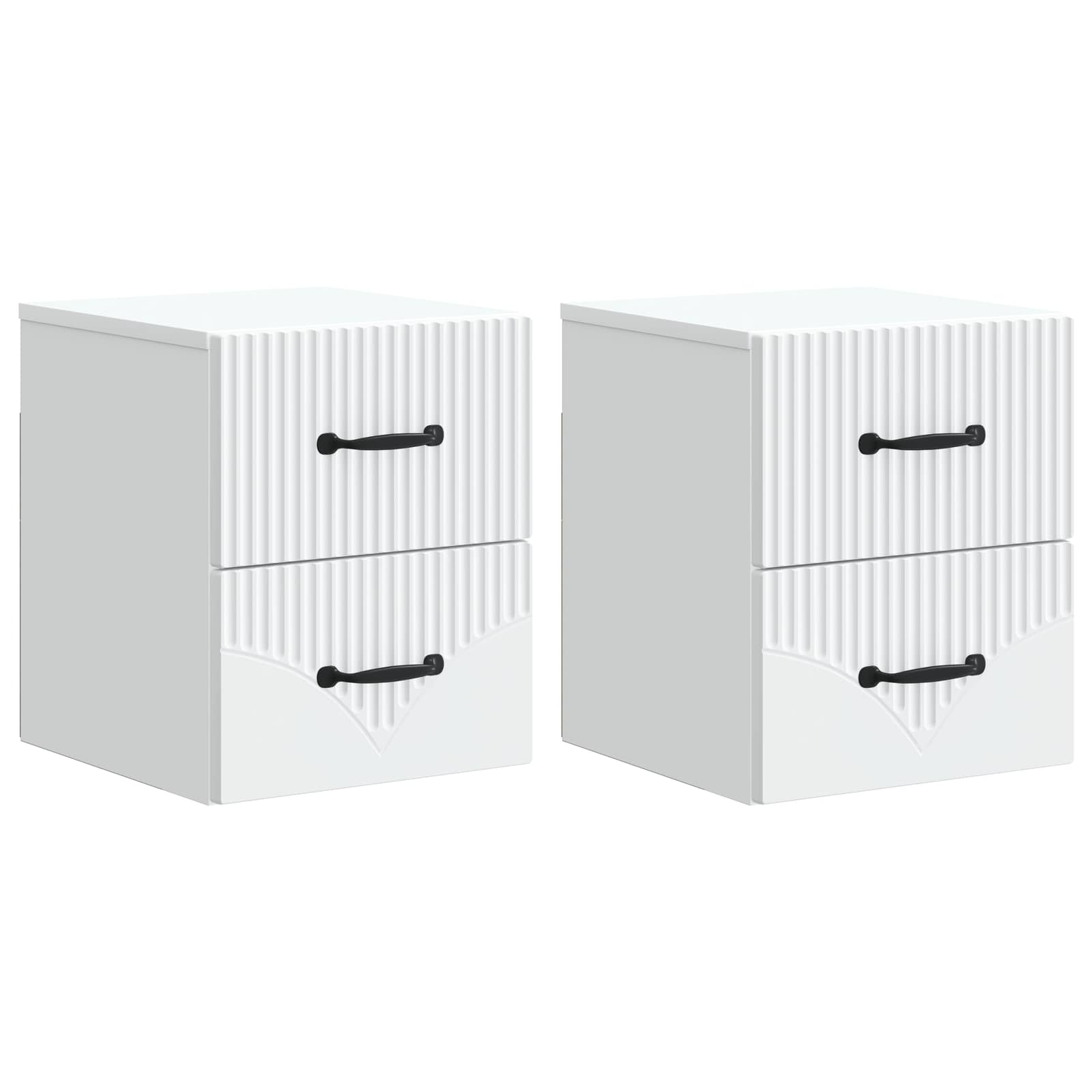 Wandbeugel Bedkast 2 pcs Wit 34,5 x 33 x 40 cm Bewerkt hout
