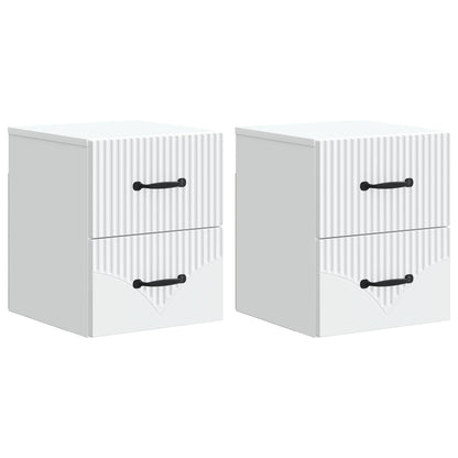 Wandbeugel Bedkast 2 pcs Wit 34,5 x 33 x 40 cm Bewerkt hout