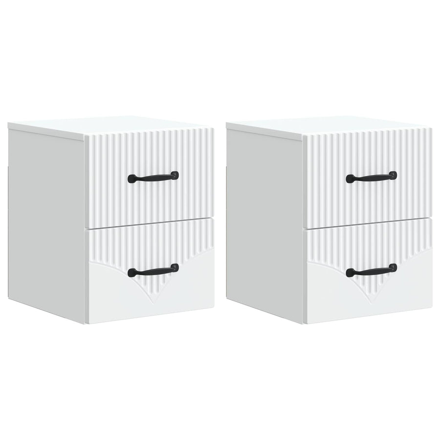 Wandbeugel Bedkast 2 pcs Wit 34,5 x 33 x 40 cm Bewerkt hout