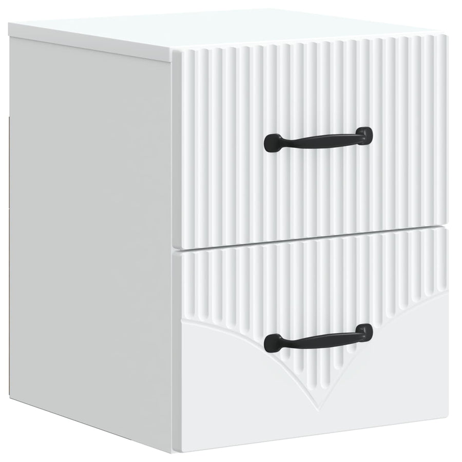Wandbeugel Bedkast 2 pcs Wit 34,5 x 33 x 40 cm Bewerkt hout
