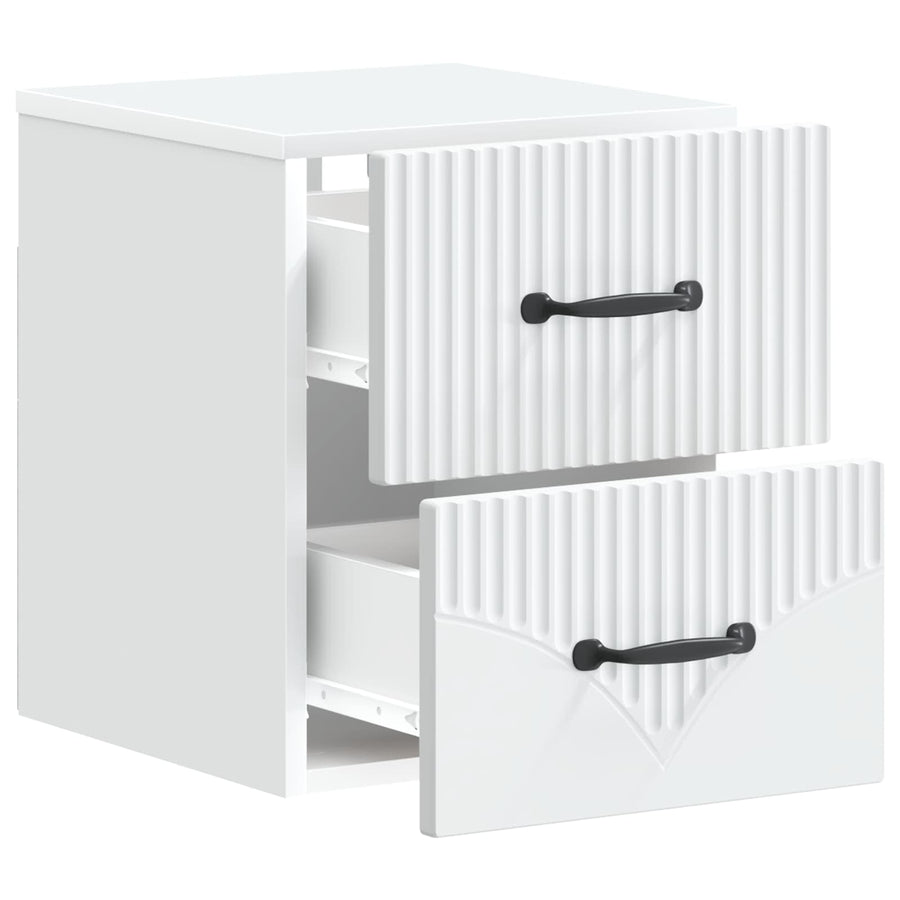 Wandbeugel Bedkast 2 pcs Wit 34,5 x 33 x 40 cm Bewerkt hout