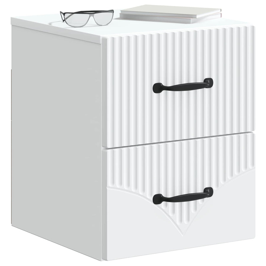 Wandbeugel Bedkast 2 pcs Wit 34,5 x 33 x 40 cm Bewerkt hout