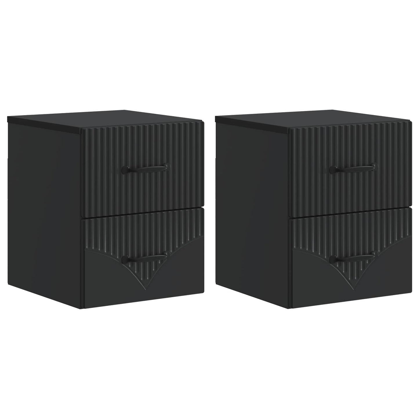 Wandbeugel Bedkast 2 pcs Zwart 34,5 x 33 x 40 cm Bewerkt hout