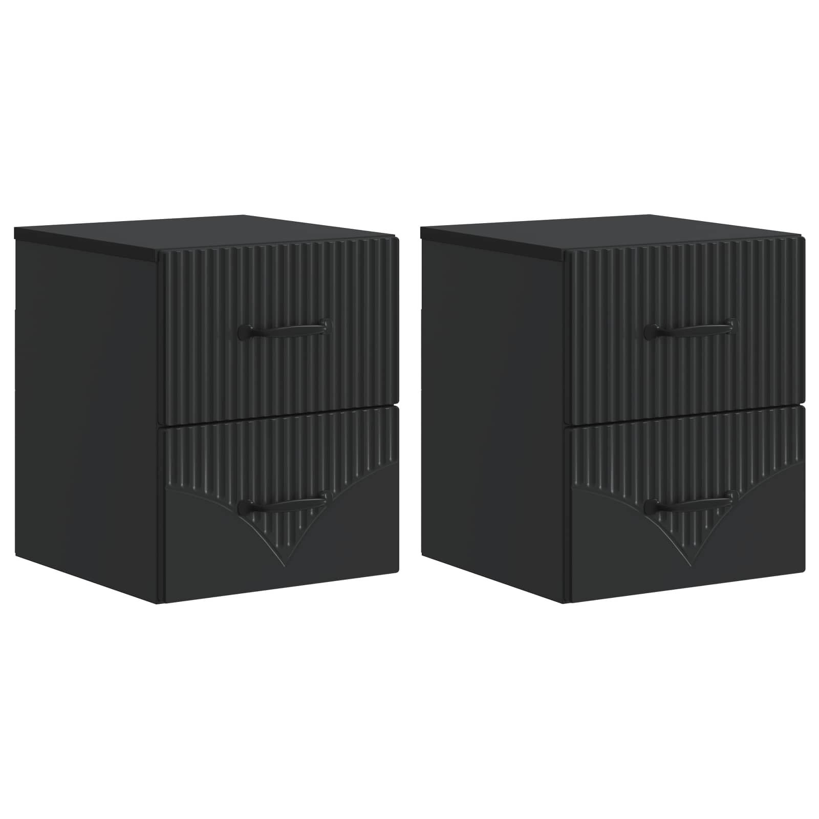 Wandbeugel Bedkast 2 pcs Zwart 34,5 x 33 x 40 cm Bewerkt hout