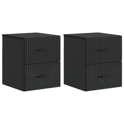 Wandbeugel Bedkast 2 pcs Zwart 34,5 x 33 x 40 cm Bewerkt hout