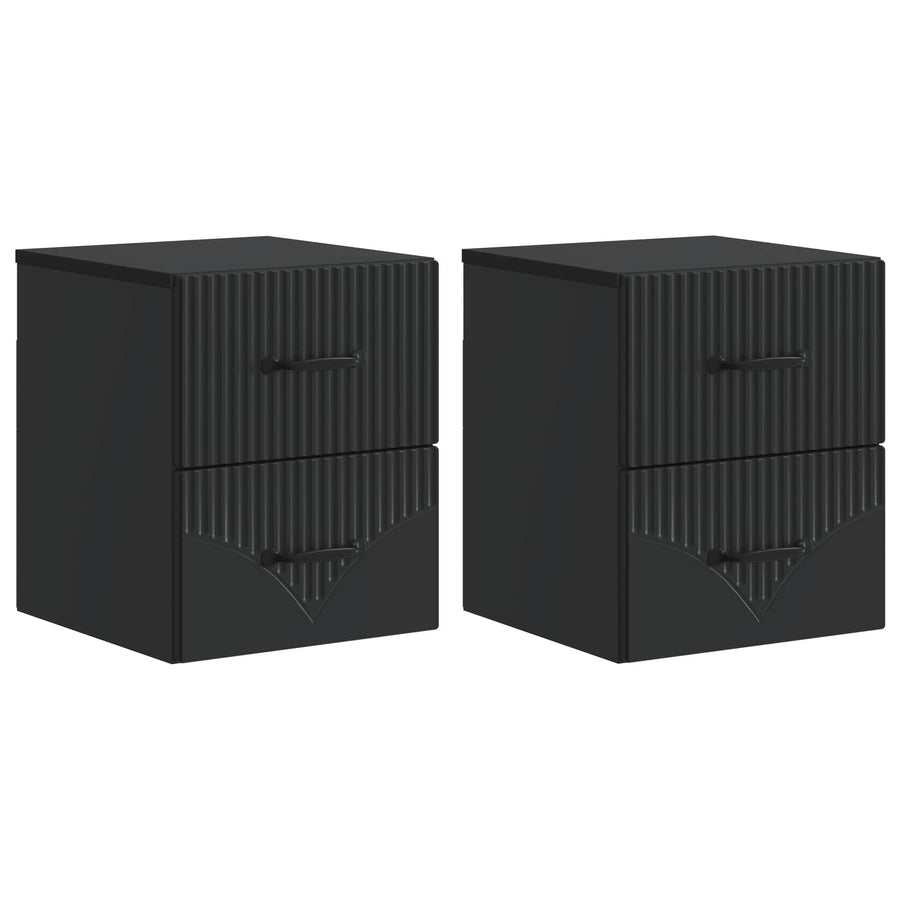 Wandbeugel Bedkast 2 pcs Zwart 34,5 x 33 x 40 cm Bewerkt hout