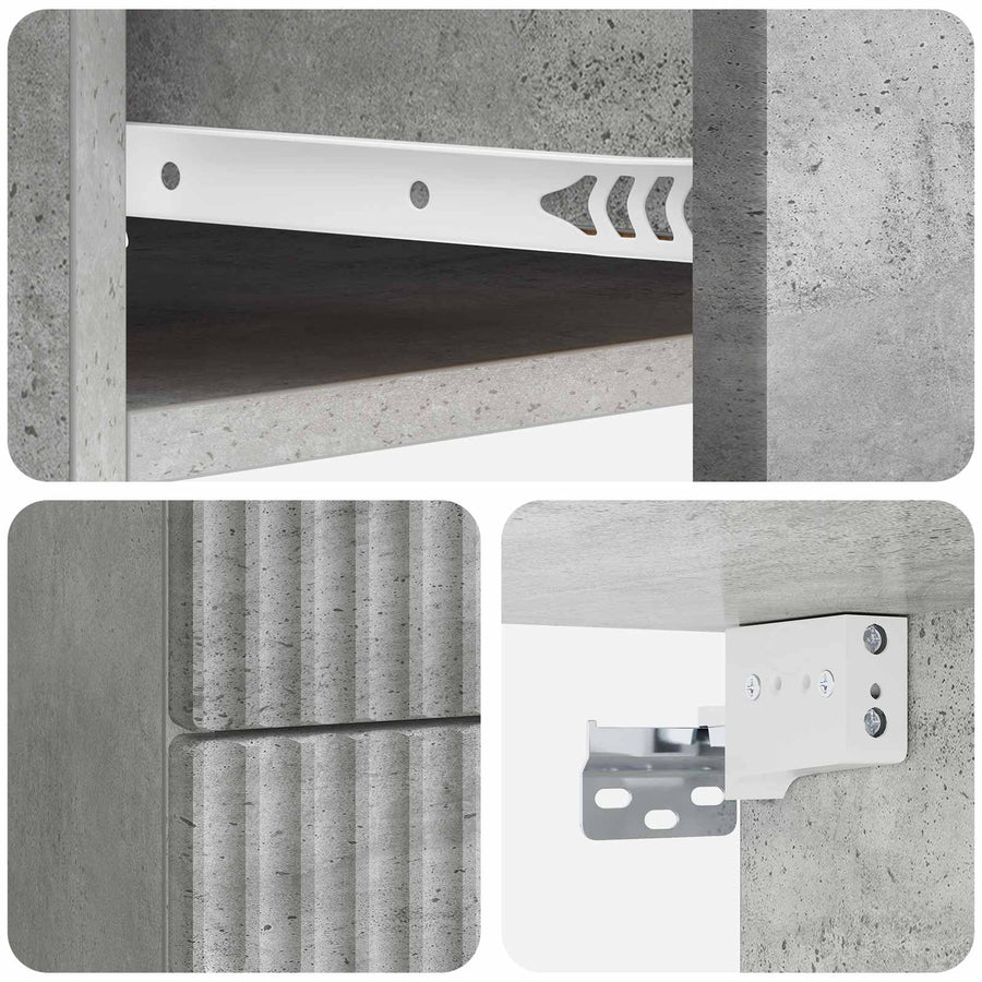 Wandbeugel Bedkast Betongrijs 34,5 x 33 x 40 cm Bewerkt hout