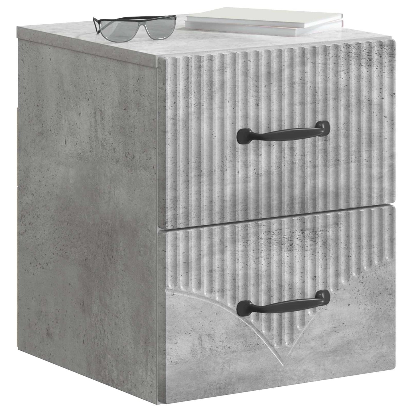 Wandbeugel Bedkast Betongrijs 34,5 x 33 x 40 cm Bewerkt hout